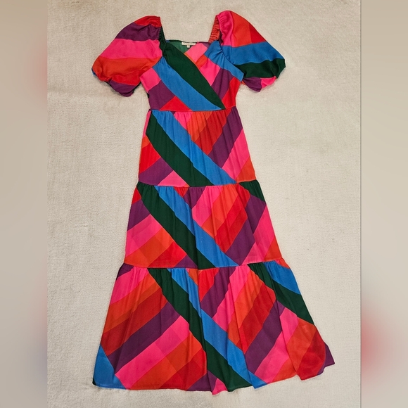 Skies Are Blu Colorful Maxi Dress Size XS Summer Preppy Cottagecore Girlhoodcore - Picture 2 of 11